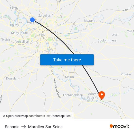 Sannois to Marolles-Sur-Seine map