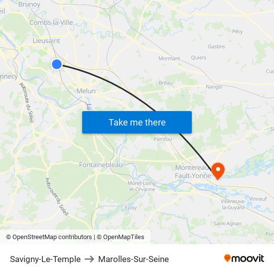 Savigny-Le-Temple to Marolles-Sur-Seine map