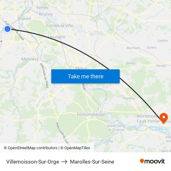 Villemoisson-Sur-Orge to Marolles-Sur-Seine map