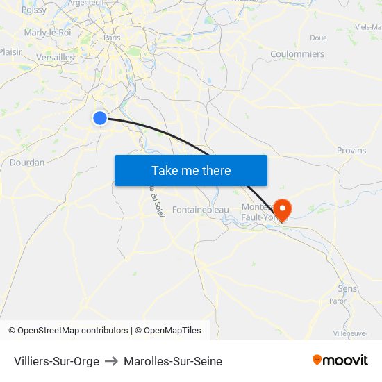 Villiers-Sur-Orge to Marolles-Sur-Seine map