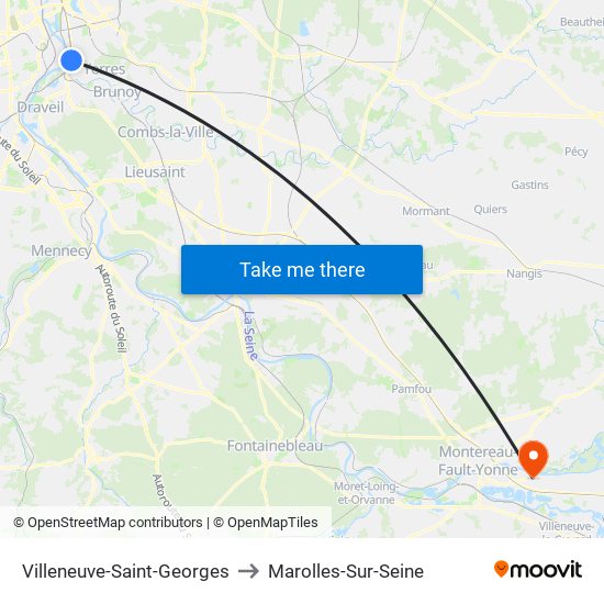Villeneuve-Saint-Georges to Marolles-Sur-Seine map