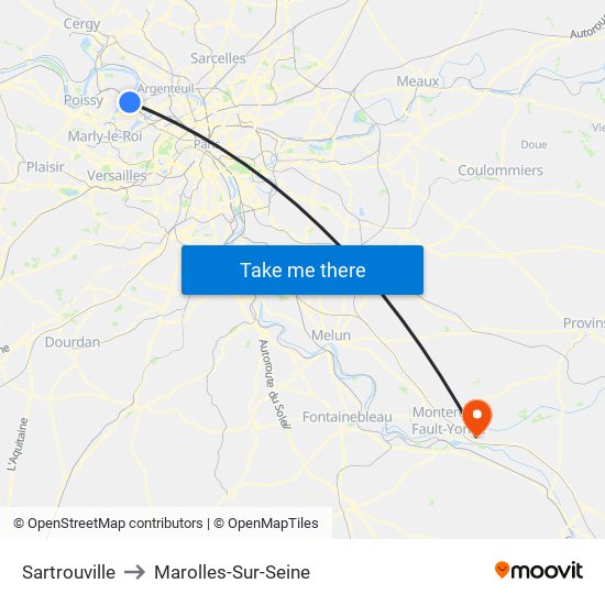 Sartrouville to Marolles-Sur-Seine map