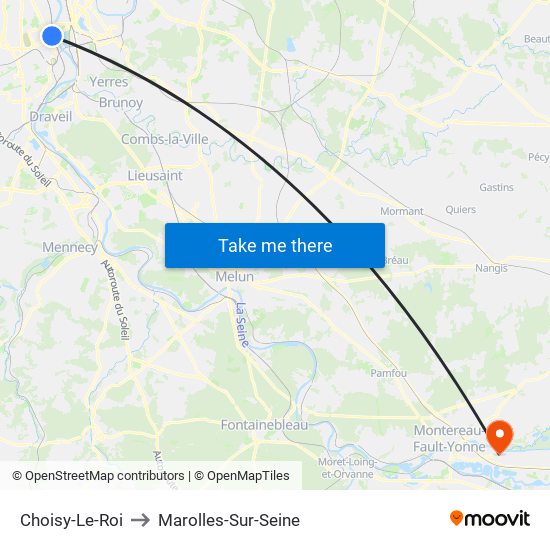 Choisy-Le-Roi to Marolles-Sur-Seine map