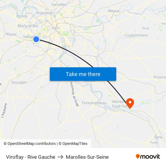 Viroflay - Rive Gauche to Marolles-Sur-Seine map