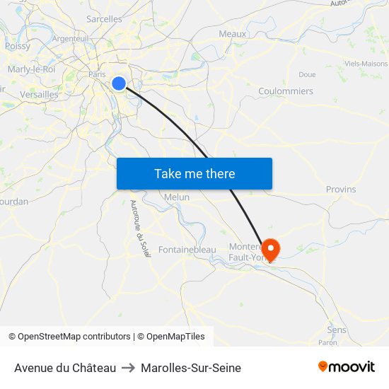Avenue du Château to Marolles-Sur-Seine map