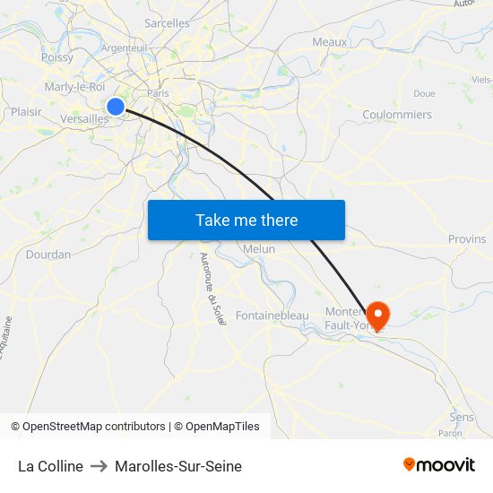 La Colline to Marolles-Sur-Seine map