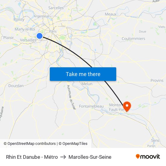 Rhin Et Danube - Métro to Marolles-Sur-Seine map