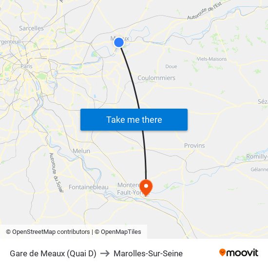 Gare de Meaux (Quai D) to Marolles-Sur-Seine map