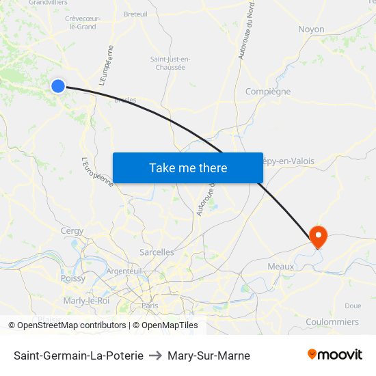 Saint-Germain-La-Poterie to Mary-Sur-Marne map