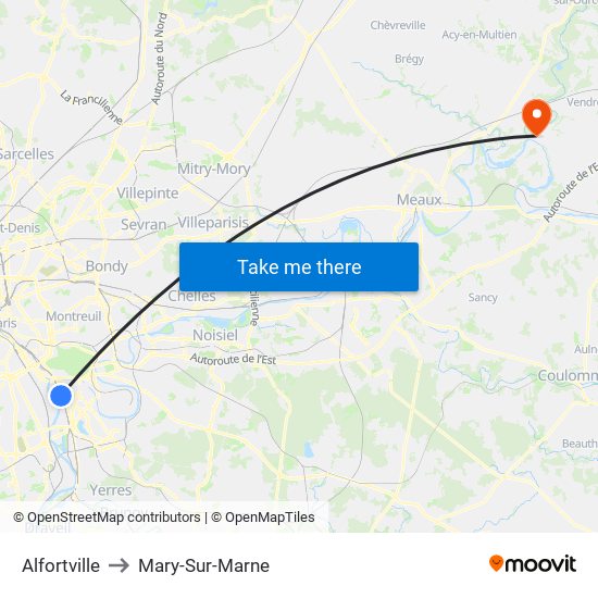 Alfortville to Mary-Sur-Marne map