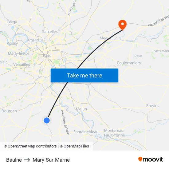 Baulne to Mary-Sur-Marne map