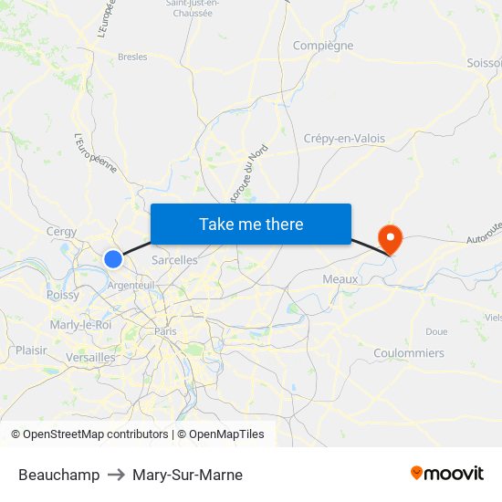 Beauchamp to Mary-Sur-Marne map