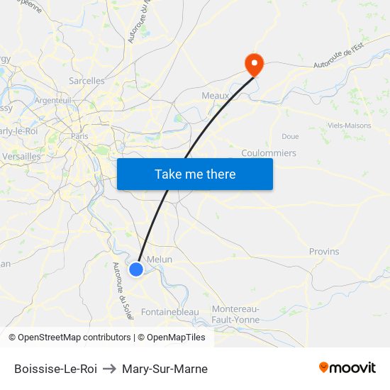 Boissise-Le-Roi to Mary-Sur-Marne map