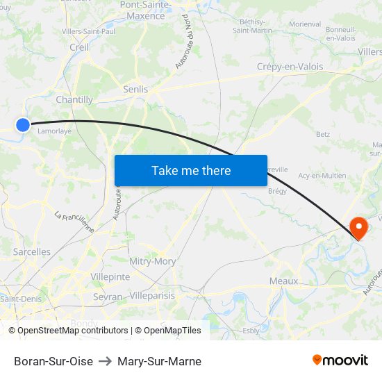 Boran-Sur-Oise to Mary-Sur-Marne map