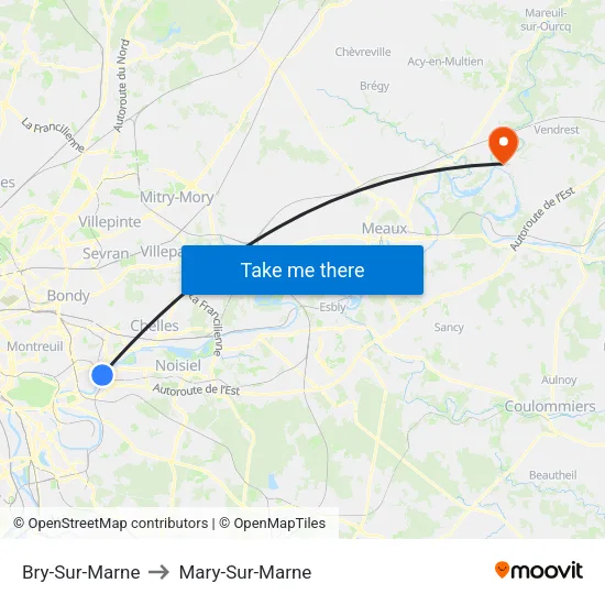 Bry-Sur-Marne to Mary-Sur-Marne map