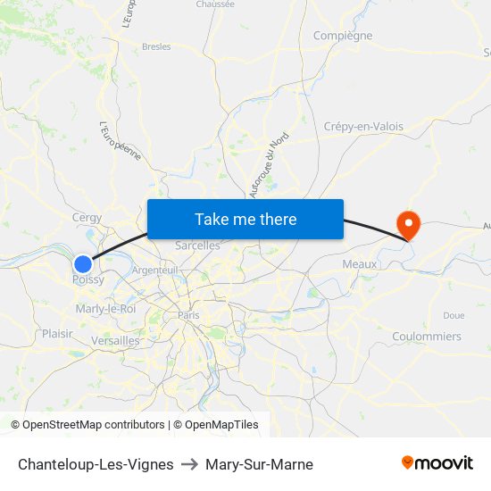 Chanteloup-Les-Vignes to Mary-Sur-Marne map