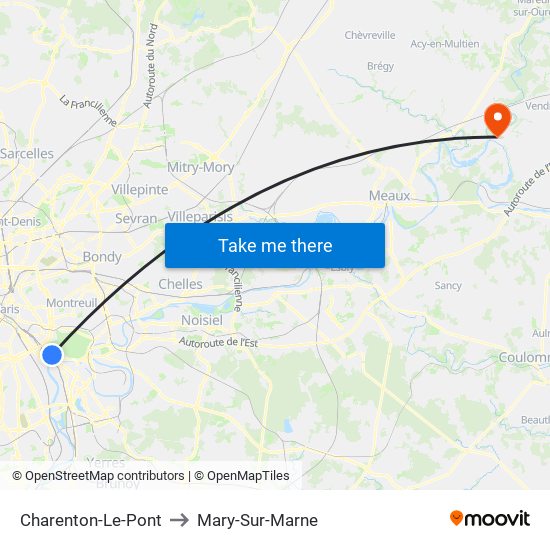 Charenton-Le-Pont to Mary-Sur-Marne map