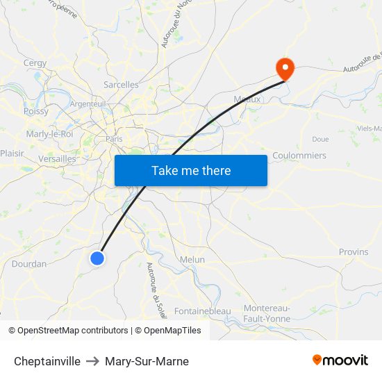 Cheptainville to Mary-Sur-Marne map