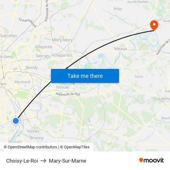 Choisy-Le-Roi to Mary-Sur-Marne map