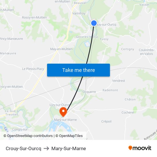 Crouy-Sur-Ourcq to Mary-Sur-Marne map