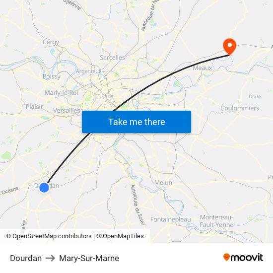 Dourdan to Mary-Sur-Marne map