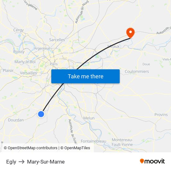 Egly to Mary-Sur-Marne map