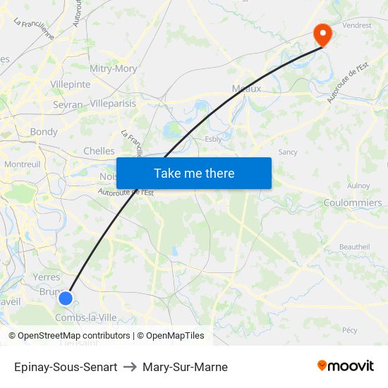 Epinay-Sous-Senart to Mary-Sur-Marne map