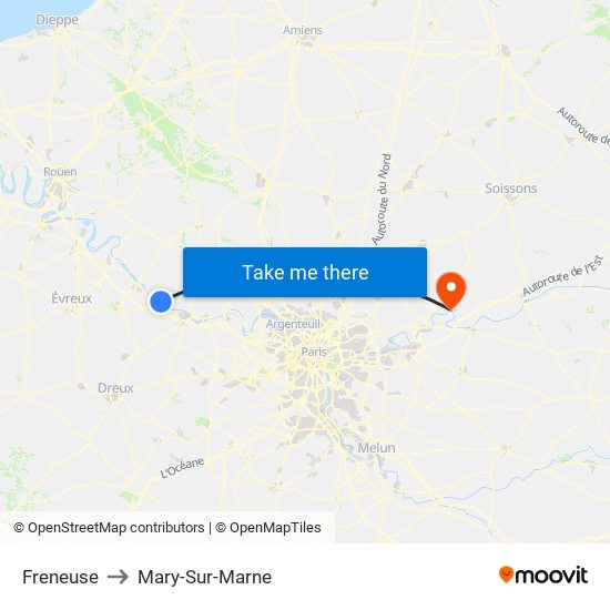 Freneuse to Mary-Sur-Marne map