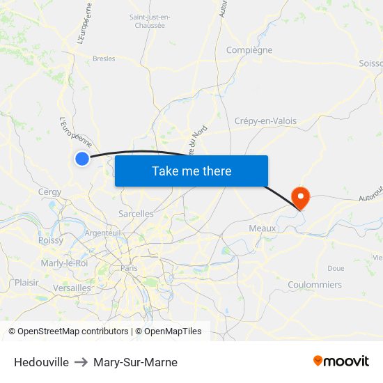 Hedouville to Mary-Sur-Marne map