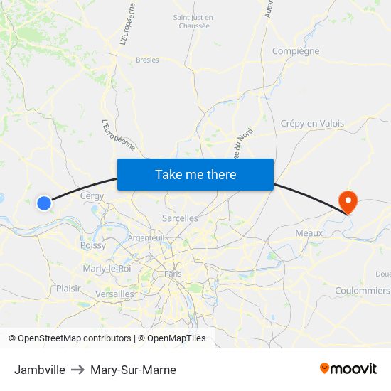 Jambville to Mary-Sur-Marne map