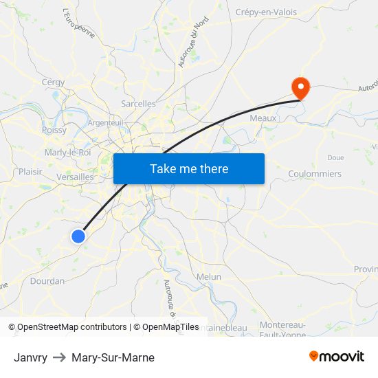 Janvry to Mary-Sur-Marne map