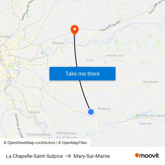 La Chapelle-Saint-Sulpice to Mary-Sur-Marne map