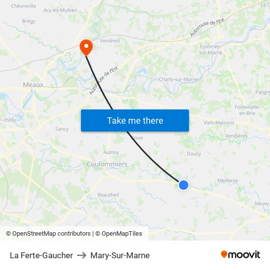 La Ferte-Gaucher to Mary-Sur-Marne map