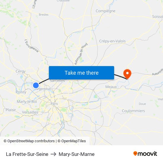 La Frette-Sur-Seine to Mary-Sur-Marne map