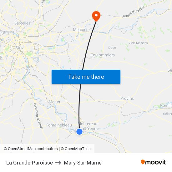 La Grande-Paroisse to Mary-Sur-Marne map