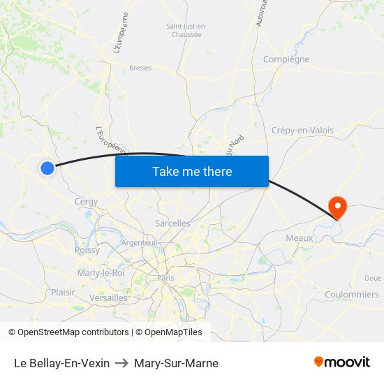 Le Bellay-En-Vexin to Mary-Sur-Marne map