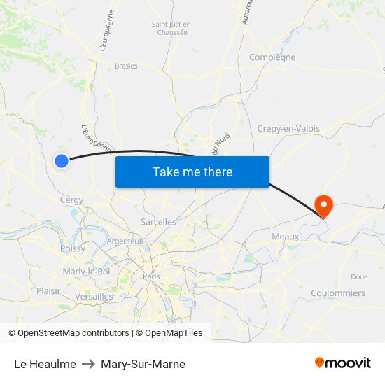 Le Heaulme to Mary-Sur-Marne map