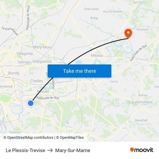 Le Plessis-Trevise to Mary-Sur-Marne map