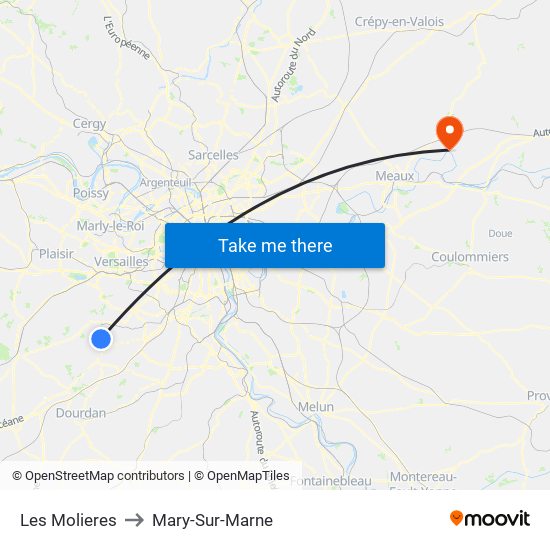 Les Molieres to Mary-Sur-Marne map