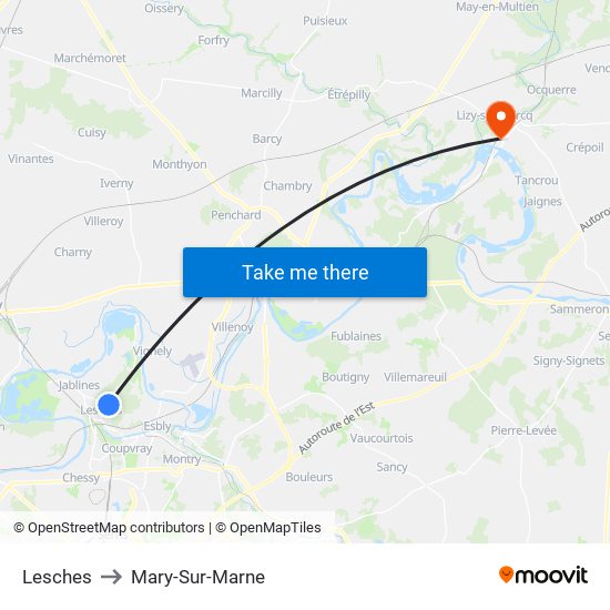 Lesches to Mary-Sur-Marne map