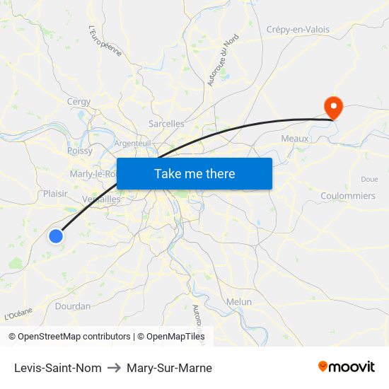 Levis-Saint-Nom to Mary-Sur-Marne map