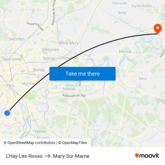 L'Hay-Les-Roses to Mary-Sur-Marne map