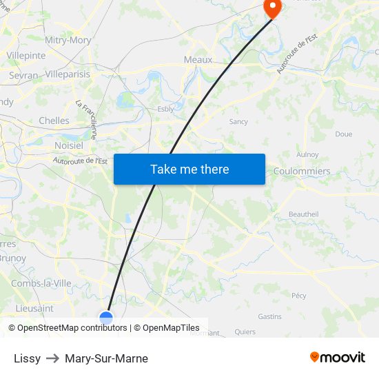 Lissy to Mary-Sur-Marne map
