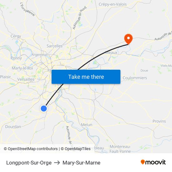 Longpont-Sur-Orge to Mary-Sur-Marne map
