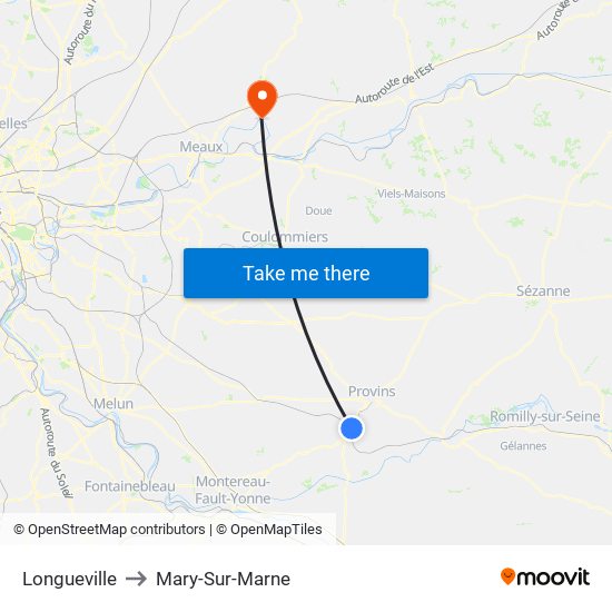 Longueville to Mary-Sur-Marne map