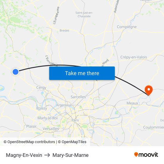 Magny-En-Vexin to Mary-Sur-Marne map