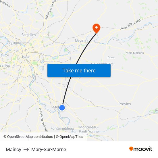 Maincy to Mary-Sur-Marne map