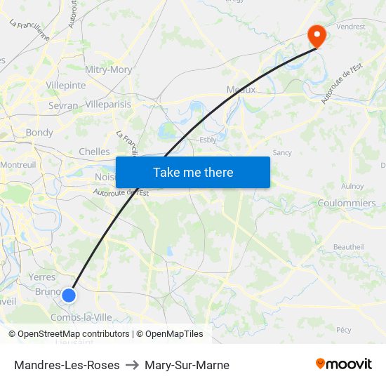 Mandres-Les-Roses to Mary-Sur-Marne map