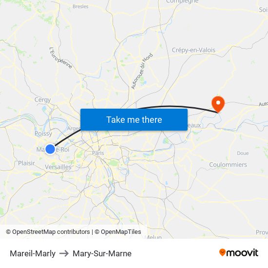 Mareil-Marly to Mary-Sur-Marne map