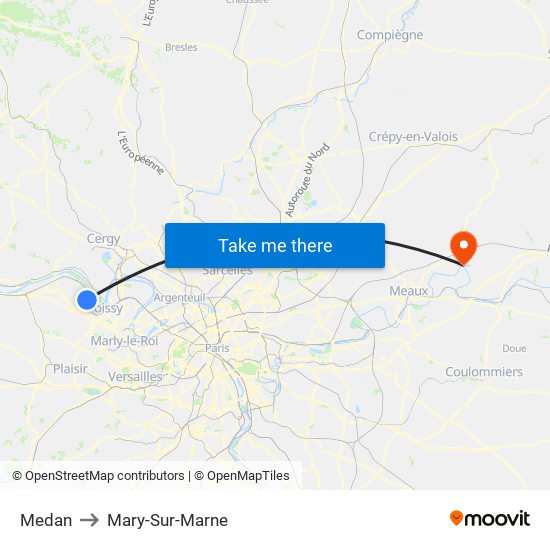 Medan to Mary-Sur-Marne map